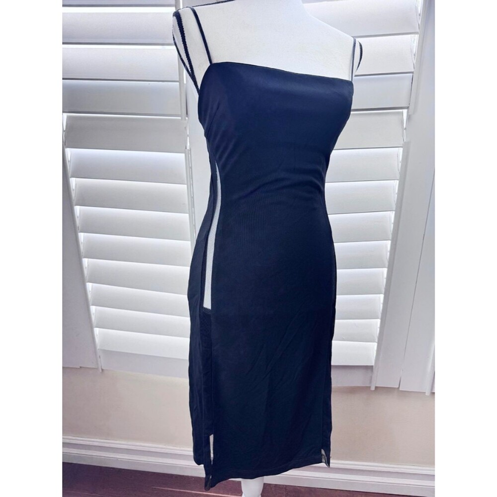 BCBG Sexy Side Mesh Stripes Party Clubbing Mini Dress - Size S (A241)